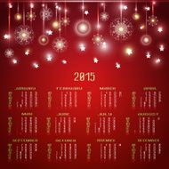 Vector calendar for 2015 Happy New Year N5