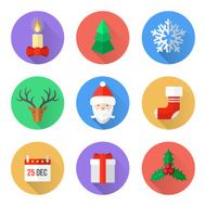 flat design christmas icons set