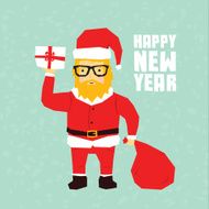 Happy new year hipster santa postcard N3