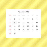 Calendar page for November 2015 N11