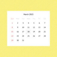 Calendar page for March 2015 N11