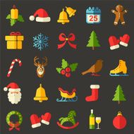 Christmas flat vector icons set
