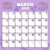 March Vector Month Calendar 2015