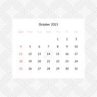 Calendar page for October 2015 N11
