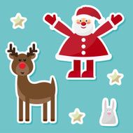 funny cartoon winter holidays set with Santa