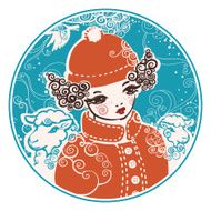 Girl with two sheep