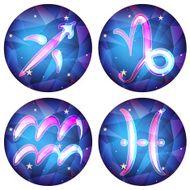 zodiac signs in the form of a crystal vector set N3
