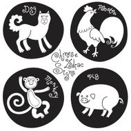 Black and white set signs of the Chinese zodiac N2