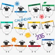 Calendar 2015 with cute sheep