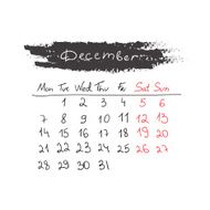 Handdrawn calendar December 2015 Vector
