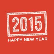 Happy new year 2015 rubber stamp red background