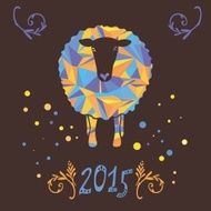 Vector card with sheep and 2015 N8