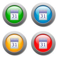 Calendar organaizer icon on buttons set