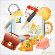 Items of business money gold coins vector