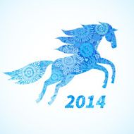 Horse decorated with blue flower patterns N7