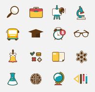 School colorful icon set