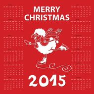 Calendar 2015 Year of Sheep Cartoon sheep skate Christmas