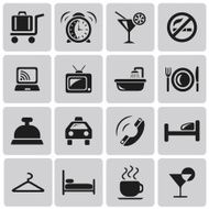 Hotel and Services Black Icons set1 Vector Illustration e