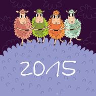Cartoon Christmas and New Year vector card with 2015 symbol N3