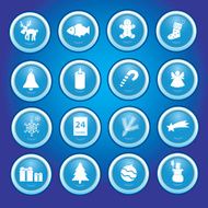 christmas icons in blue circles collection eps10