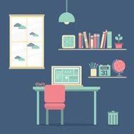 Flat Design Workplace Vector Illustration N3