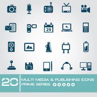Multi media &amp; Publishing icons Prime series vector