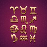 Golden Zodiac Symbol Icons