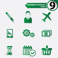 Business concept icons Green version vector
