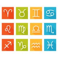 Zodiac signs in flat style colorful square icons