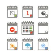 Different styles of color calendar icons collection