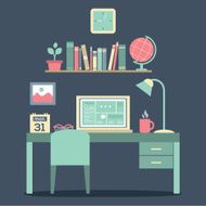 Flat Design Workplace Vector Illustration N4