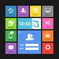 Web color tile interface template with modern icons N2