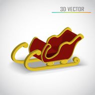 Christmas sleigh 3d vector