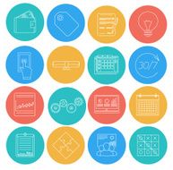 Flat lines icons of business and finance Electronic commerce