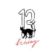 Friday 13th grunge illustration with numerals and black cat