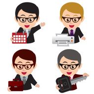 young business man icon set