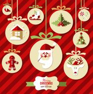 Christmas design icons set in balls