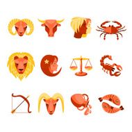 Zodiac icons set flat