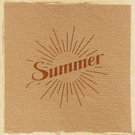 handwritten Summer retro label with light rays