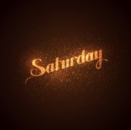 Saturday label with glowing golden sparkles