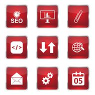 SEO Internet Sign Square Vector Red Icon Design Set 6 N12