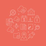 web line icon circle set N3
