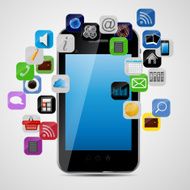 Universal design phone with apps icons vector illustration