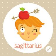 Sagittarius zodiac sign girl with apple on head
