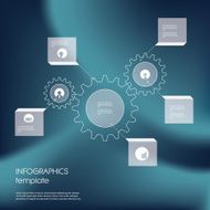 Gears or cog wheel infographics template Line icons of project