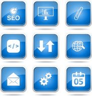 SEO Internet Sign Square Vector Blue Icon Design Set 6 N12