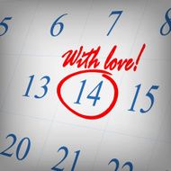 &quot;With love&quot; text written on calendar page Valentines day greeti