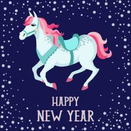 New year greeting with galloping horse