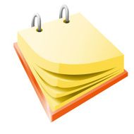 illustraion of red calendar laying with yellow pages