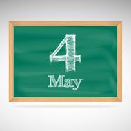 May 4 inscription in chalk on a blackboard